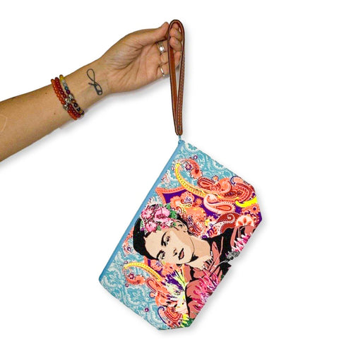 Frida Kahlo Wristlet - Blue