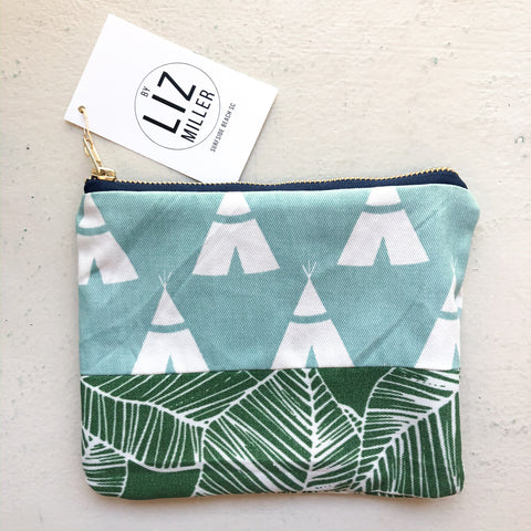 By Liz Miller | Blue Tepees, Green Leaves & Blue Zipper
