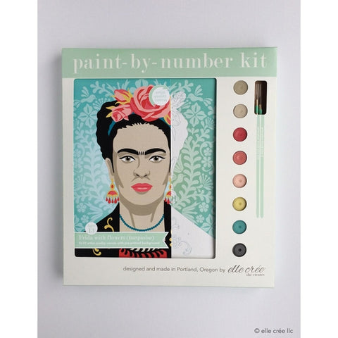 Turquoise Frida with Flowers Paint-by-Number Kit